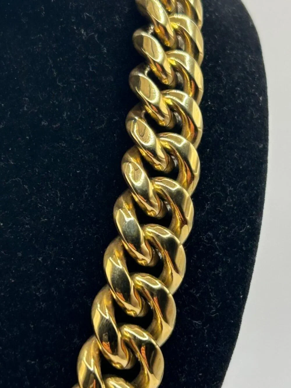Mens Cuban Chain Real Gold Stainless Steel 18mm 18 Inch Plated Solid Durable